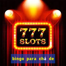 bingo para chá de bebê para imprimir grátis