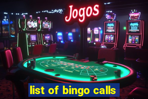 list of bingo calls