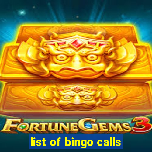 list of bingo calls